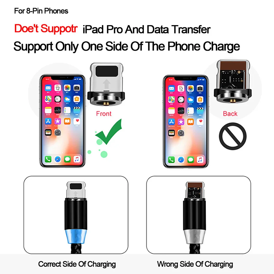 Круглый Магнитный кабель штекер 8 Pin type C Micro USB C вилки Быстрая зарядка Телефон Магнит зарядное устройство разъем для iPhone(только Магнитная застёжка