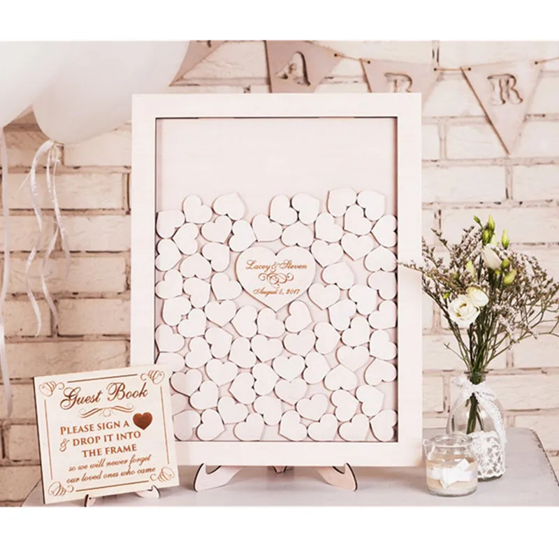 Деревянная Гостевая книга в деревенском стиле оригинальная коробка с сердечками