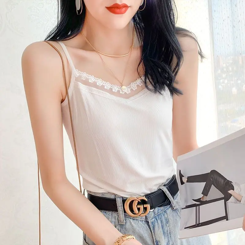 Майка женская из искусственного шелка с V-образным вырезом без рукавов | Женская