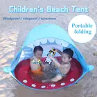 Детская Пляжная палатка Акула, мультяшный портативный водонепроницаемый тент, защита от УФ излучения, для путешествий, игровой домик с солнцезащитным козырьком