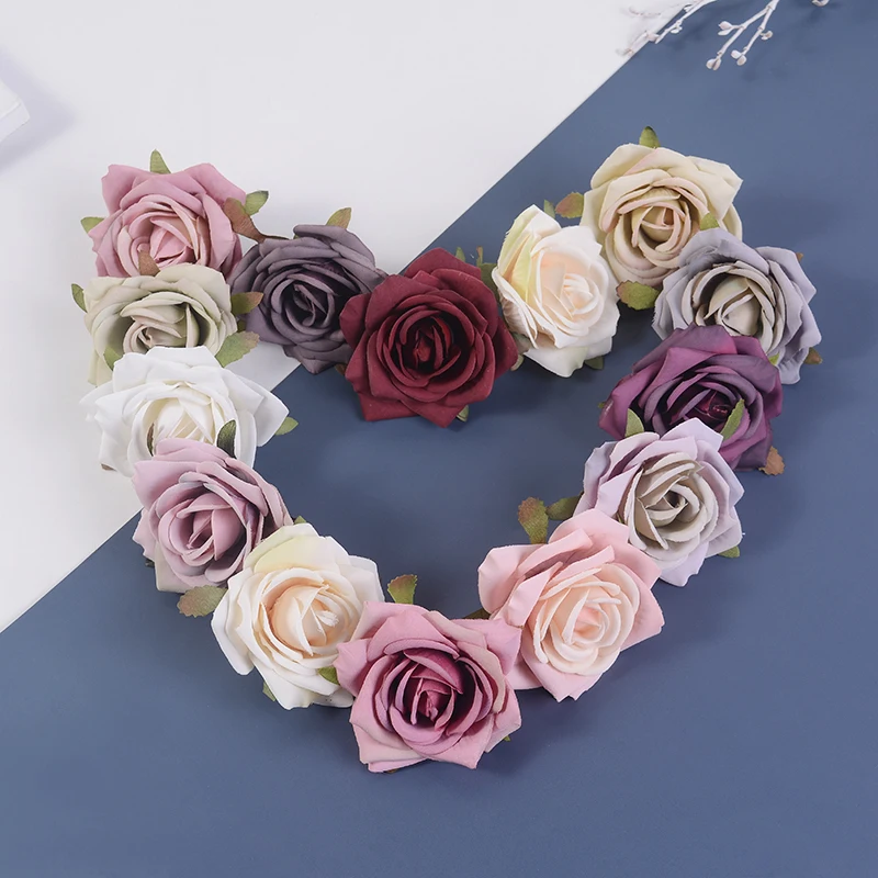 

5 Pcs 7cm Artificial Flower Silk Rose Head For Wedding Home Decoration DIY Wreath Scrapbook Handmade Accessories Flowers