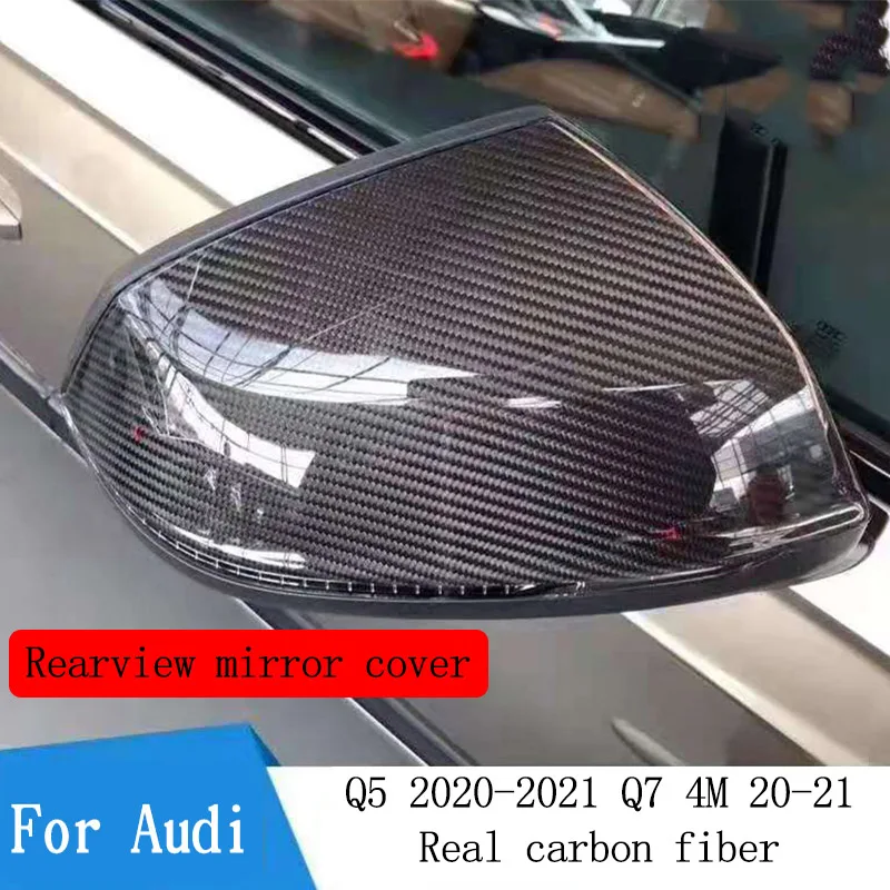 

2-Pcs Real Carbon Fiber For Audi Q5 2020-2021 Q7 4M 20-21 Car Exterior Rearview Mirror Protective Cover (Replacement Components