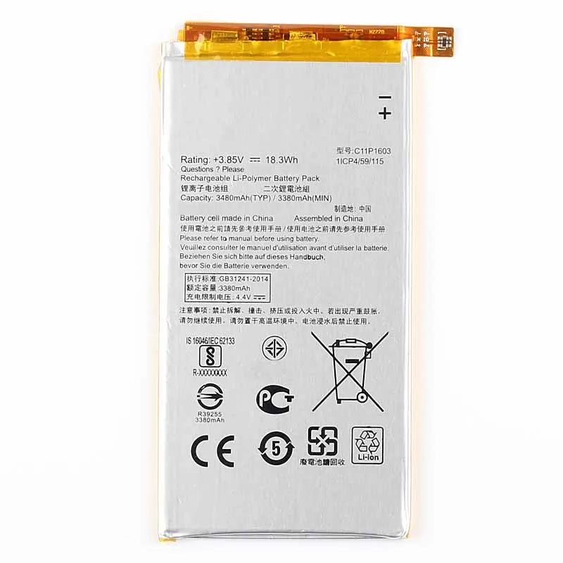 Аккумулятор C11P1603 2870 мАч для ASUS Zenfone 3 Zenfone3 ZS550 M630 Deluxe 5 7 дюйма Z016D ZS570KL