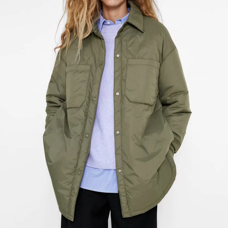 

Winter Women Jacket Casual Loose Thin Parkas Coat Ladies Elegant Loose Warm Outerwear Vintage Long Sleeve Oversized Coat Female