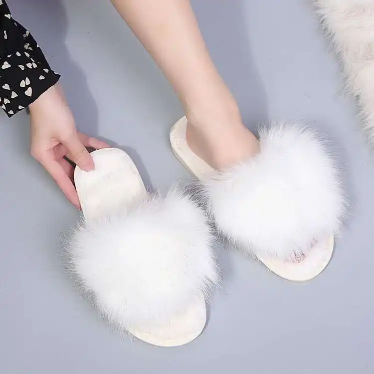 Women Slippers Winter Shoes Flat Sweet Home Slippers Woman Indoor Fur Warm Soft Slip On Black Pink Grey Female Slipper