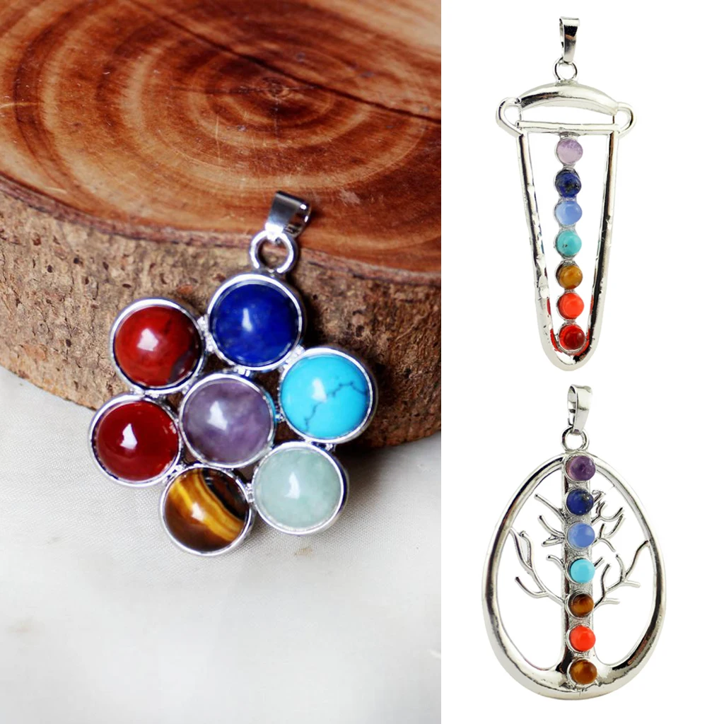 Феново мода 7 чакр Красочный Кристалл энергия кулон для лазурита Красного камня