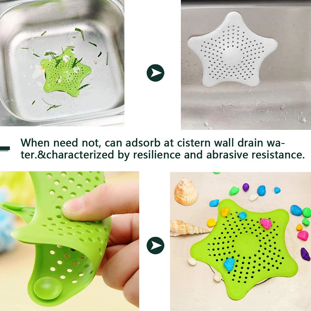 

1Pcs Silicone Drain Hair Catcher Kitchen Silicone Sink Strainer Bathroom Shower Sink Filter Stopper Sink Pipe Drainage Cleaner