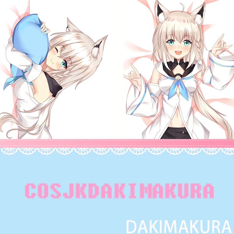 

Японское аниме дакимакура, Женская Подушка с рисунком HD от Youtuber Shirakami Fubuki, чехол для обнимающей подушки, чехол, украшение для комнаты, подаро...