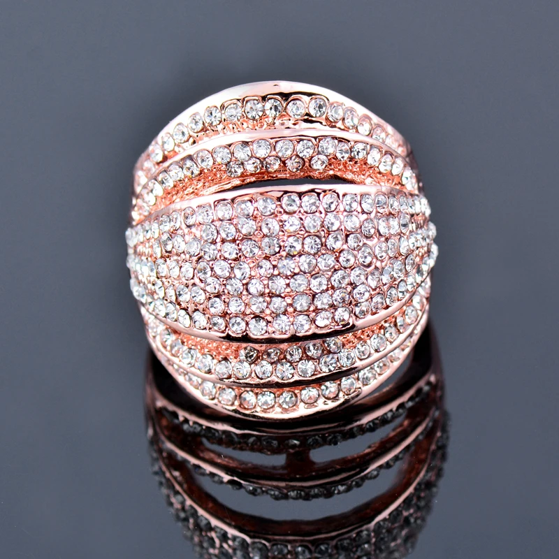 LEEKER многослойное кольцо с кристаллами камнями для женщин розовый золотой