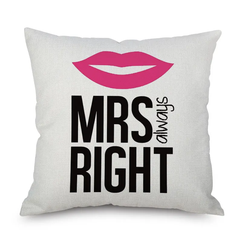 LOVE HOME MR RIGHT английская подушка с надписью Чехлы усы красная рисунком губы чехол