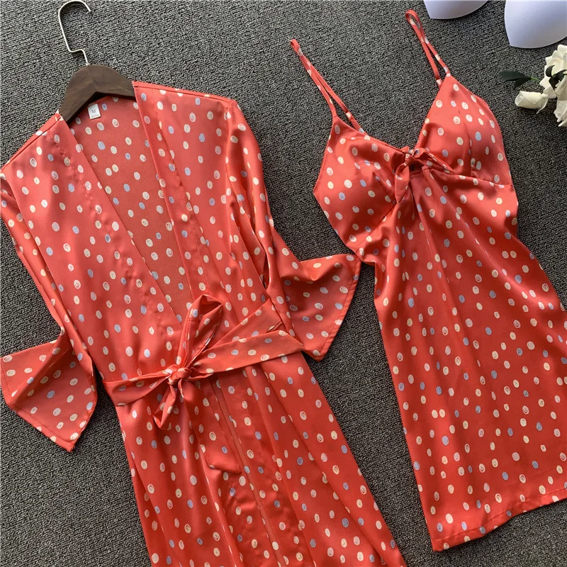 Женская атласная пижама сексуальный шелковый халат комплект одежды для сна