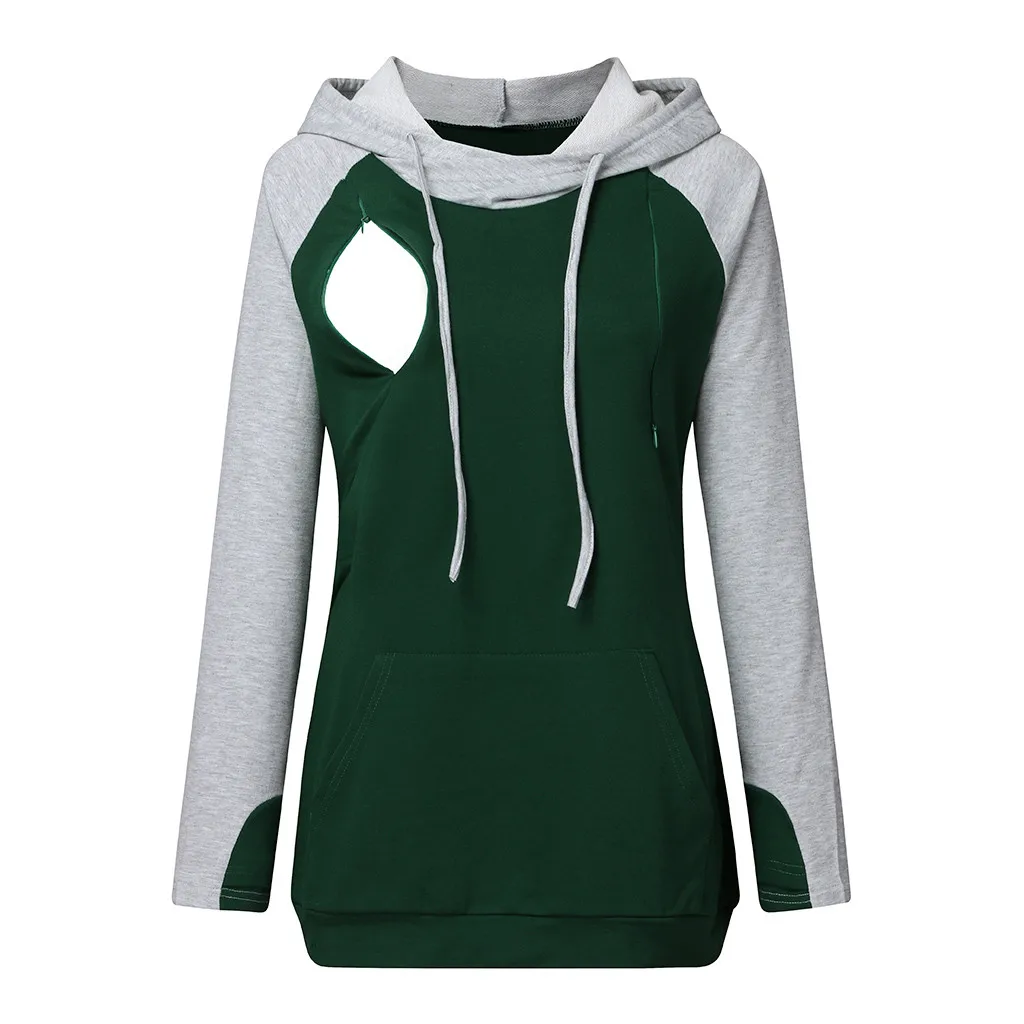 Женская одежда для беременных Nusring топы с длинными рукавами пуловер капюшоном