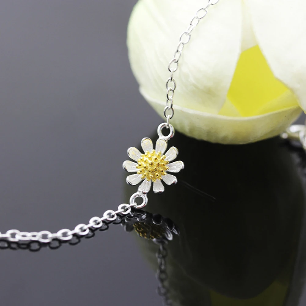 Дейзи Серебристый браслет на ногу с рисунком &quotПодсолнух&quot ювелирные изделия
