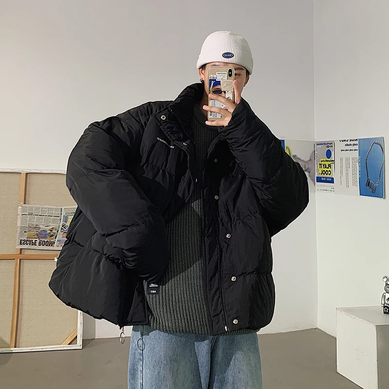

Men Japanese Streetwear Black Puffer Jacket 2021 Mens Harajuku Hip Hop Winter Bubble Jackets Coats Couple Korean Parka
