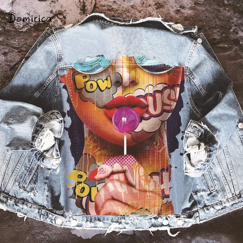 

Women's Denim Jacket Fluorescent Lips Print Streetwear Ladies Loose Denim Jacket Korean Fashion Y2K Denim Jacket 90x Style Girls