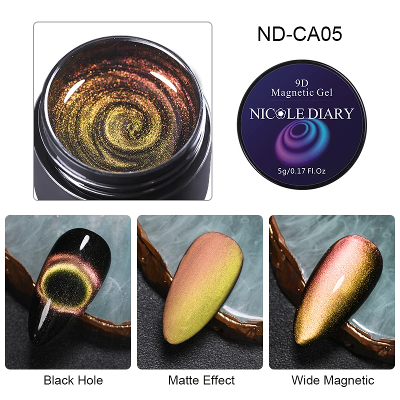 9D-ND-CA05 NICOLE DIARY 9D кошачий глаз УФ-гель замачиваемый Гель-лак для нейл-арта Магнитный лазер Сияющий лак для ногтей 5 мл Полупостоянный Гель-лак - Цвет: 9D-ND-CA05
