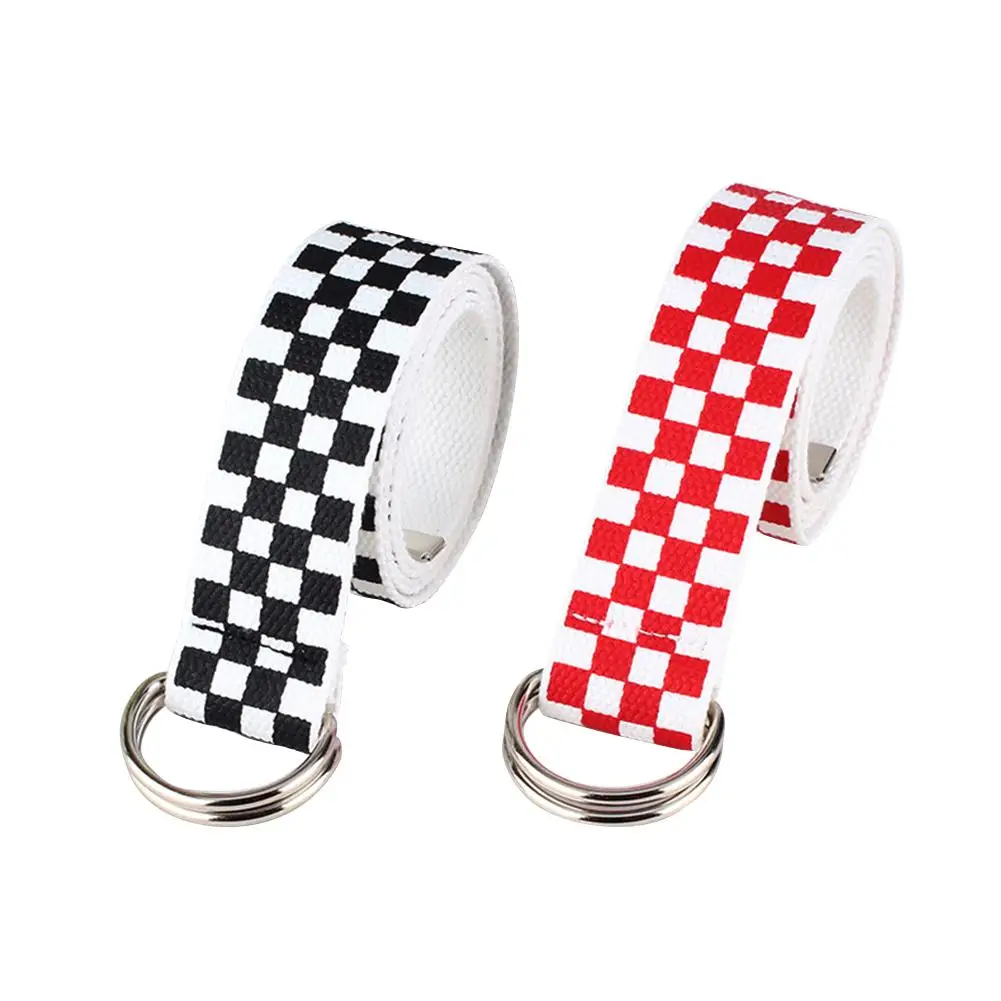 Hot Canvas Belts Canvas Waist Belts Checkerboard Casual Checkered Waistband Black White Plaid Belt For Women Fanny Band