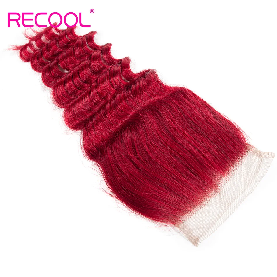 Recool красные бразильские волосы 3 пучка свободного глубокого плетения Remy