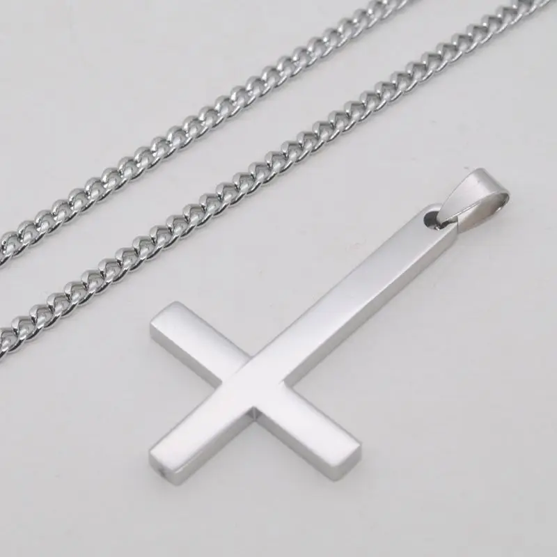Hot Stainless Steel Upside Down Cross Necklace Inverted Pendant with Chain | Украшения и аксессуары
