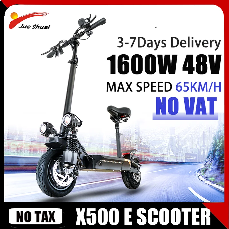 

Foldable Electric Scooters Adults 48V with Lithium Battery Powerful E Scooter 1600W 18AH Speed 65KM/H New E Skateboard No Tax