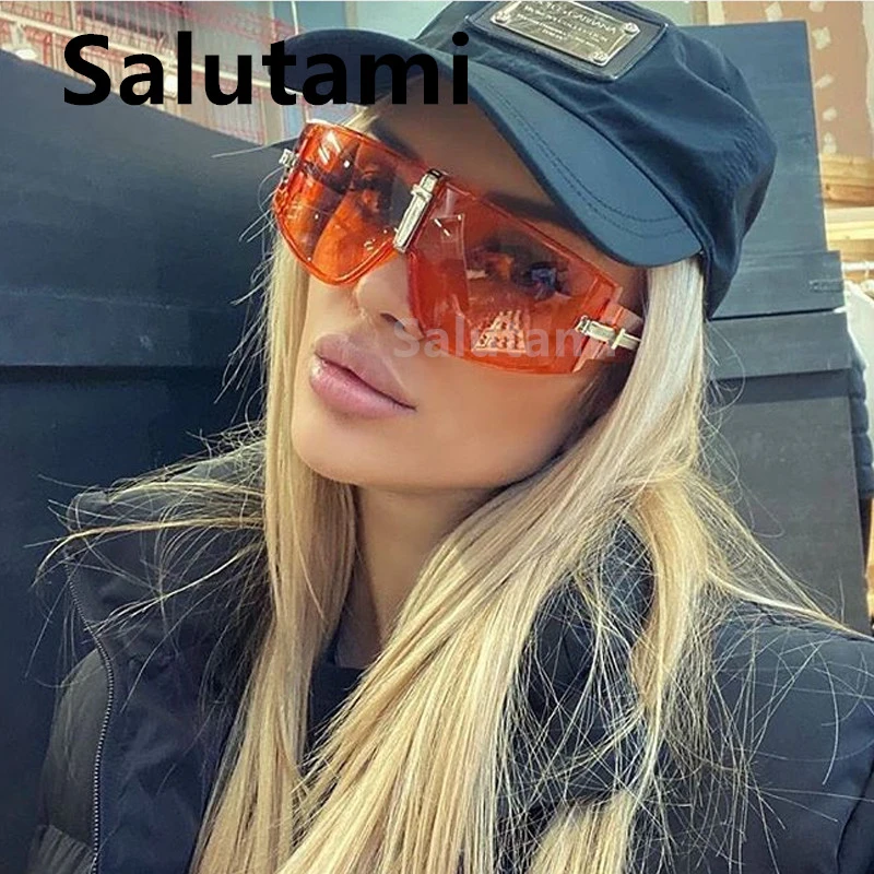 Новинка 2020 модные цельные прозрачные оранжевые солнцезащитные очки для женщин