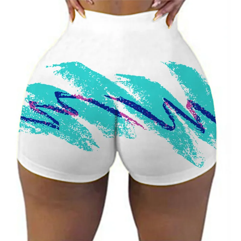 

Women 3D Print Sexy Sports Shorts Summer Casual Style Workout Clothes Fashion Colorful Clubwear Ladies Sexy High Waist Shorts