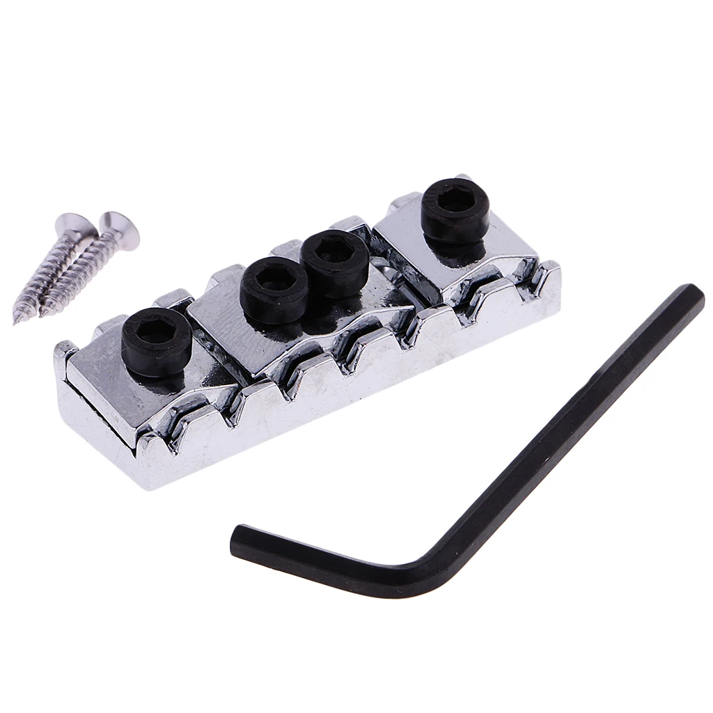 Серебряная гитара двойной запирающийся гайка набор с винтом гаечный ключ для 7