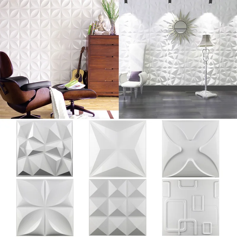 

30x30cm 3D Wall Ceiling Panel Stickers Background Living Room Art Decor Exterior Carving Embossed Wallpaper Waterproof White