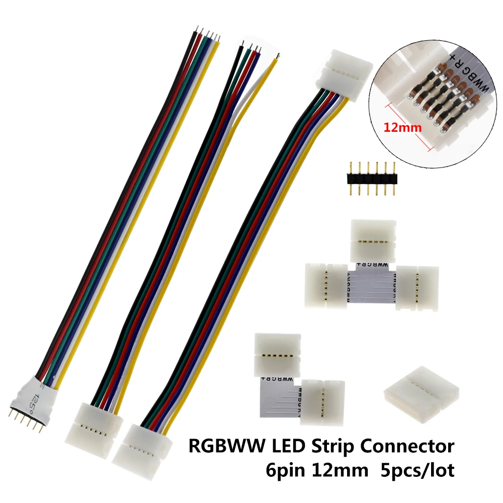 RGBWW Светодиодная лента соединитель 6pin 12 мм l образный/t образный для RGBCCT