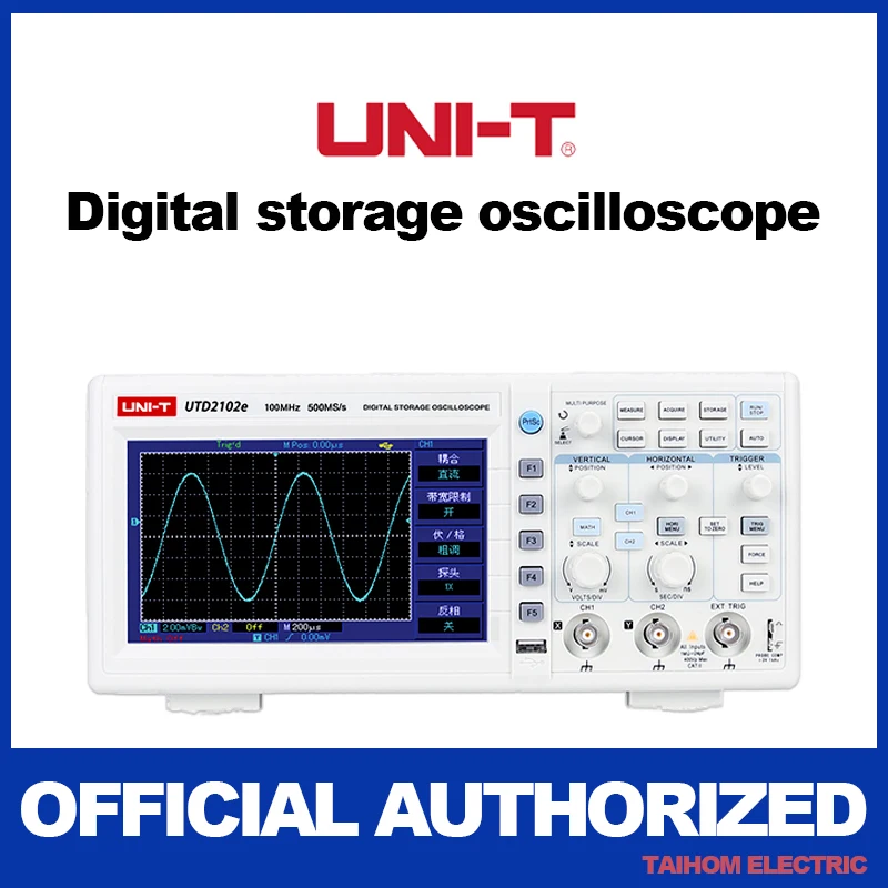 

UNI-T 2-канальный цифровой осциллограф 100 МГц 500MSa/s цветной экран Высокая точность 7 дюймов 800 × 480 ручной ЕС/Великобритания/США UTD2102E
