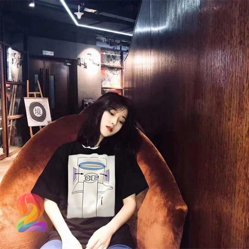 

CAVEMPT Color Pull Print T Shirts High Quality Round Neck Men's Clothing CAVEMPT Loose Drop-shoulder Women's Tops