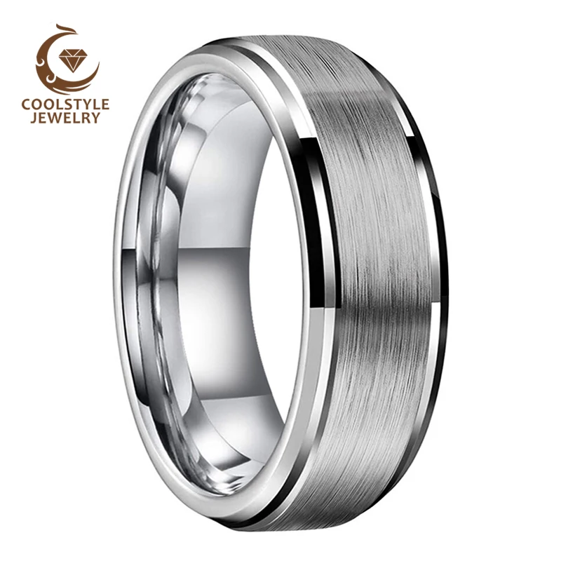 Классический вольфрамовый ремешок для свадьбы мужчин и женщин 8 мм скошенная