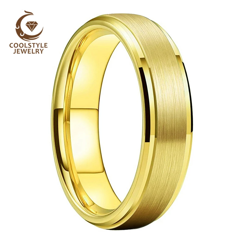 8 мм 6 для мужчин женщин вольфрам Карбидное кольцо из желтого золота обручальное