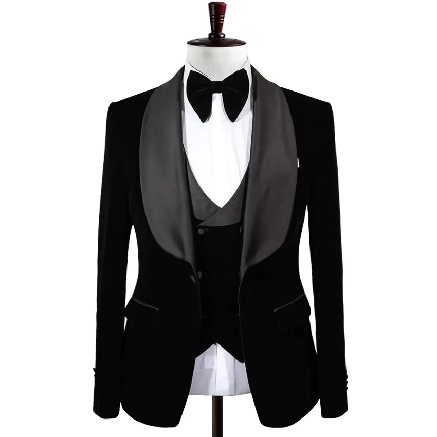 

Custom Made Groomsmen Shawl Satin Lapel Groom Tuxedos Men Suits 3 Pieces Wedding Best Man Bridegroom ( Jacket+Pants+Tie ) C622