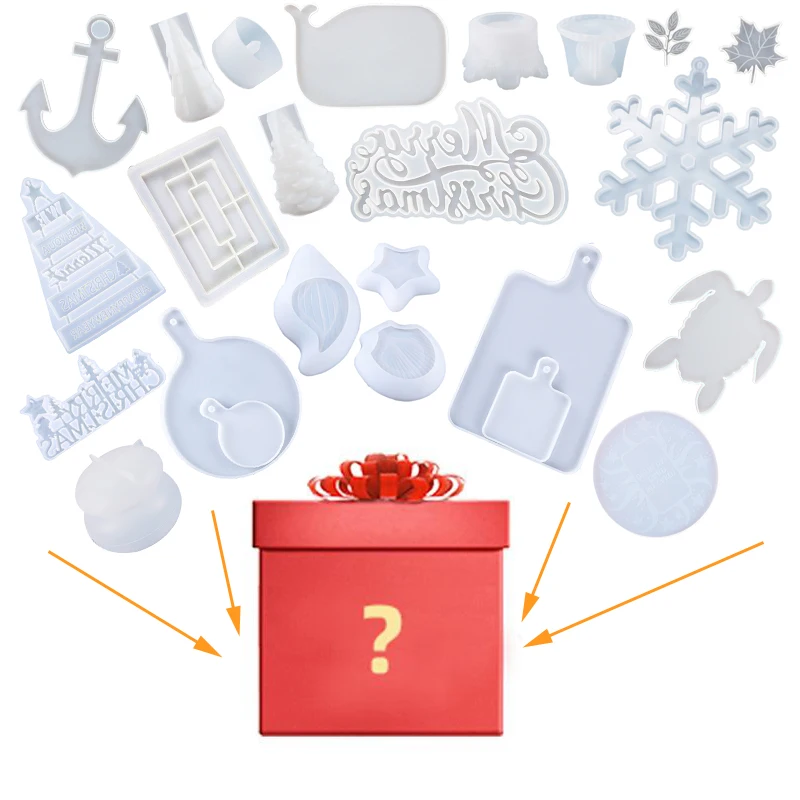 Caja misteriosa en agosto vendida por peso para moldes de resina, moldes de silicona, artesan&iacute;a epoxi DIY (tipo aleatorio)-0