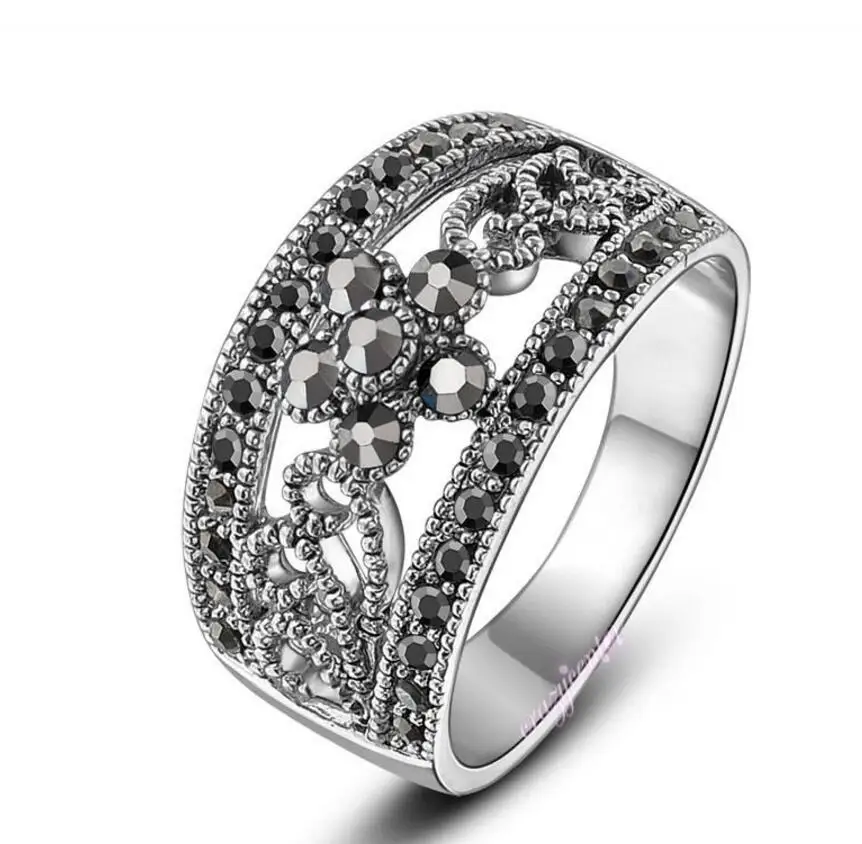 Женское Винтажное кольцо с марказитом и кристаллами|Кольца| |