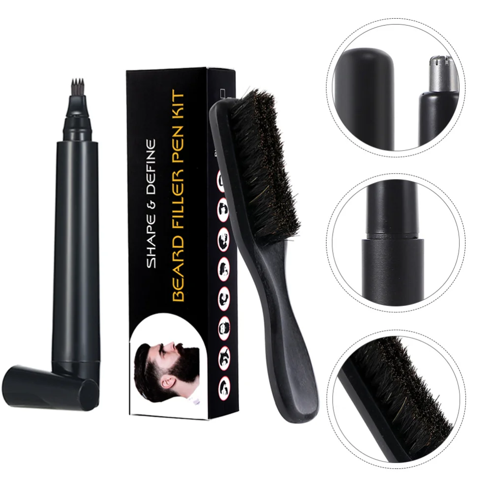 

1 Set 2pcs Male Mustache Brush and Pen Set Bread Filler Mustache Grooming Tool