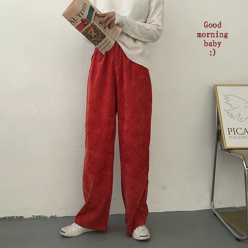 BGTEEVER осень зима вельветовые брюки для женщин эластичный пояс повседневные