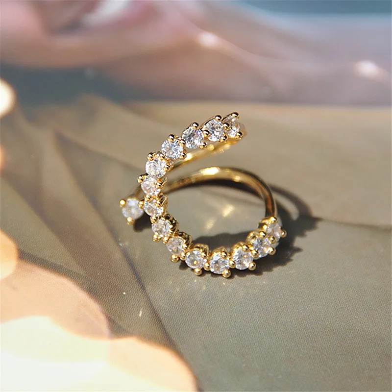

2020 Korea's New Exquisite Temperament Micro Inlay Adjustable Ring Fashion Exaggerated Simple Ring Female Jewelry