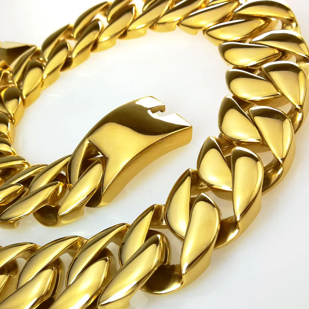 316L Edelstahl, komplett poliert, 31 mm Breite, sehr schwere lange Kette, 60–90 cm, Halskette, Schmuck, N39 A – Detail 3