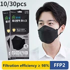 Маска для взрослых в форме рыбы KN95 FFP2, 4-слойная черная Тканевая маска для лица FPP2, респиратор с фильтром KN95, ffp2mask