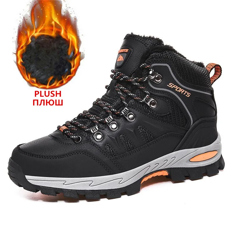 

Brand Winter Men's Boots 2021 Plush Warm Men's Snow Boots Waterproof Male Ankle Boots Breathable Outdoor Men Hiking Boots Shoes