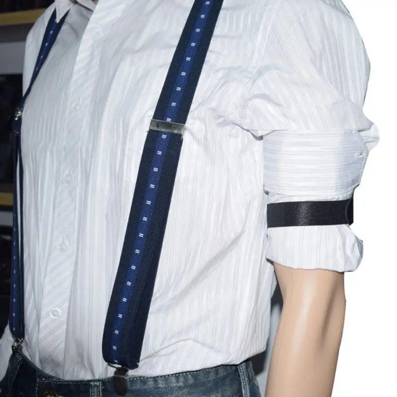 

2pcs Mens Groom Shirt Sleeve Holder Metal Non-slip Strap Elastic Stretch Armband