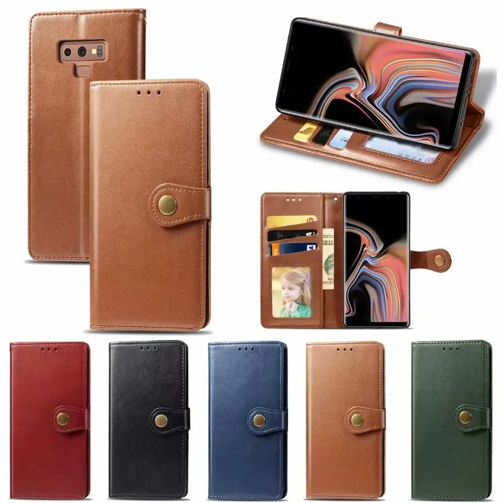 Для samsung Galaxy Note 8 9 10 Pro новый iPhone 2019 простые цвета флип стенд держатель карты PU