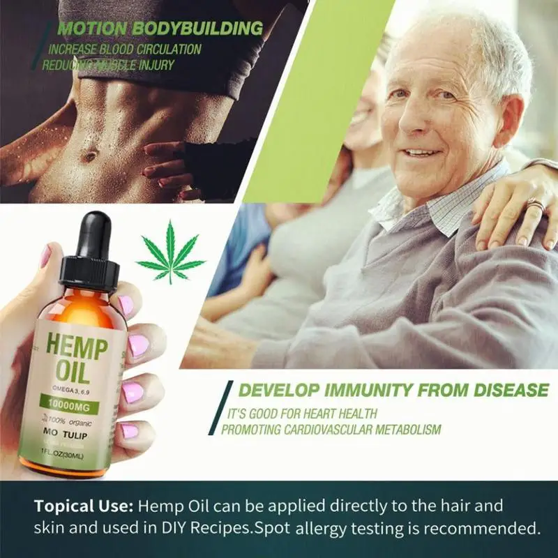 

30ml Organic Essential Oil 10000mg Hemp CBD Hemp Seed Oil Herbal Drops Help Sleep Body Massage Oil Relieve Stress Skin Care