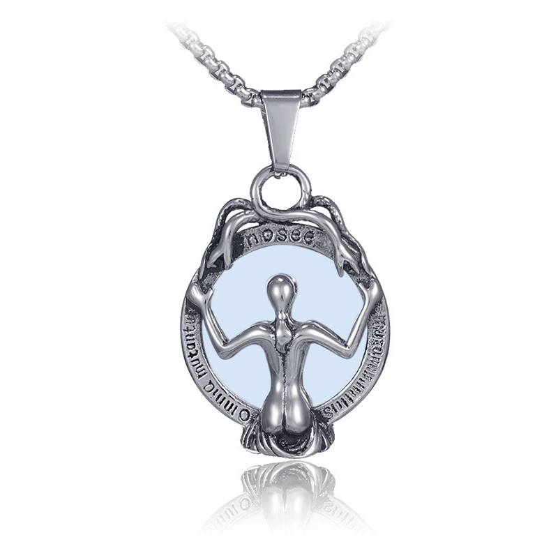 

Trendy Mirror Women Pendant Necklace Stainless Steel Letter Geometric Vintage Punk Necklace Fashion Jewelry