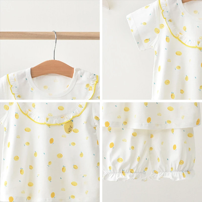 

Keelorn Girls Summer Clothes Set Korean Style Toddler Baby Fruits Print T-Shirt And Shorts 2pcs Outfits Infant Cotton Suit
