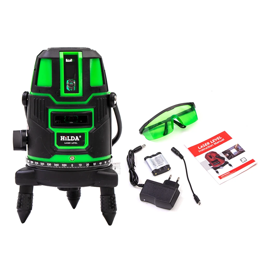 

5 Cross Lines Laser Level Self-Leveling 360 Rotatable Indoor Outdoor Green Radius Alternating Direct Horizontal Vertical#20