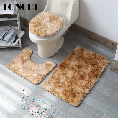Коврик для ванной комнаты TONGDI набор туалета декоративный узор тиснение пушистый