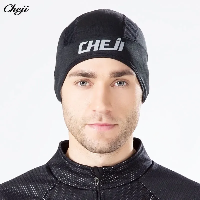 Зимняя флисовая велосипедная шапка CHEJI теплая черная уличная для альпинизма бега